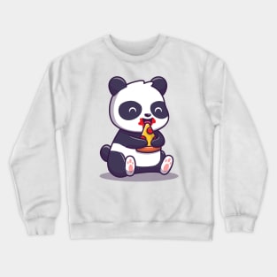 Cute Panda Eat Pizza Slice Crewneck Sweatshirt